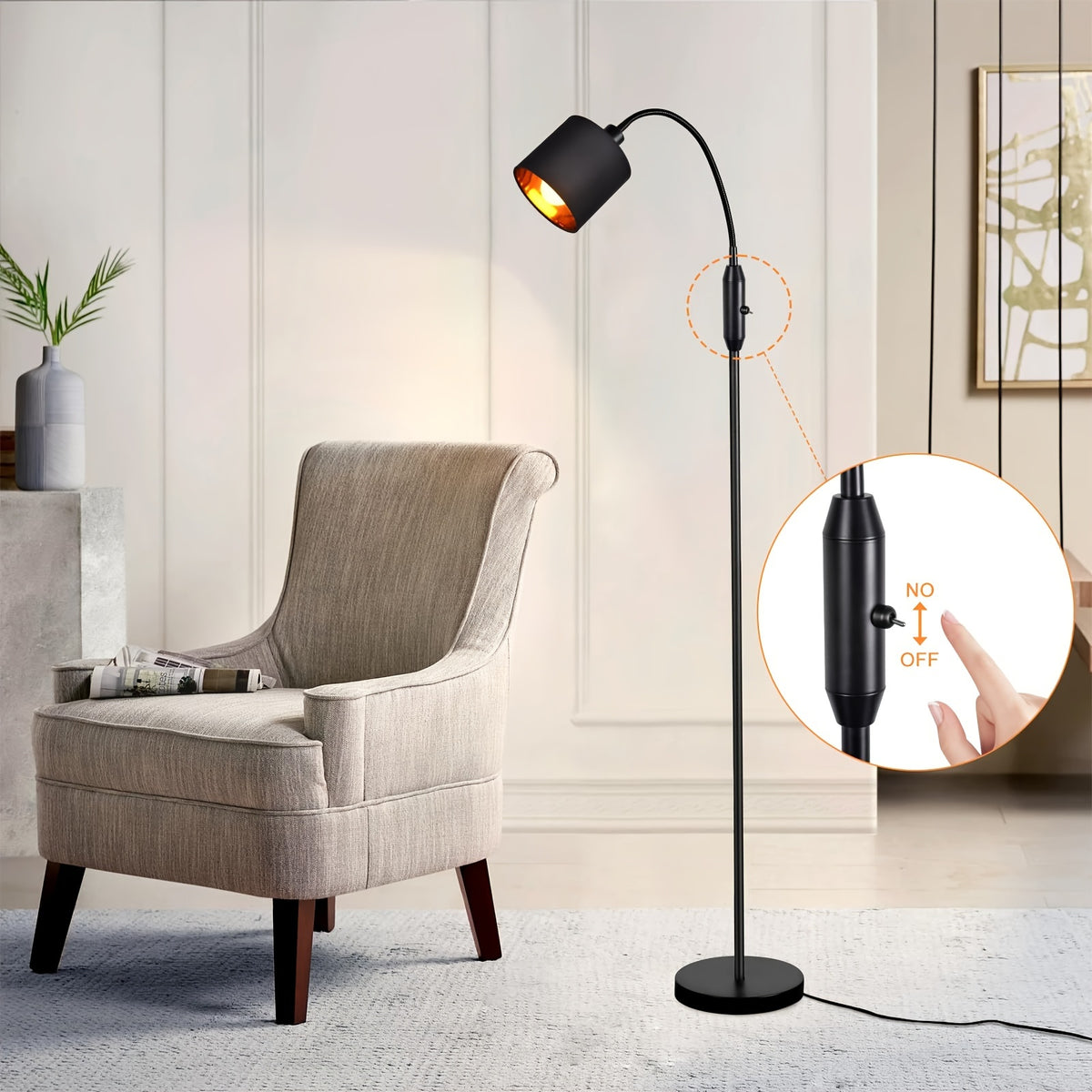 Lampe de bureau liseuse à col flexible, douille E14 de 40 W
