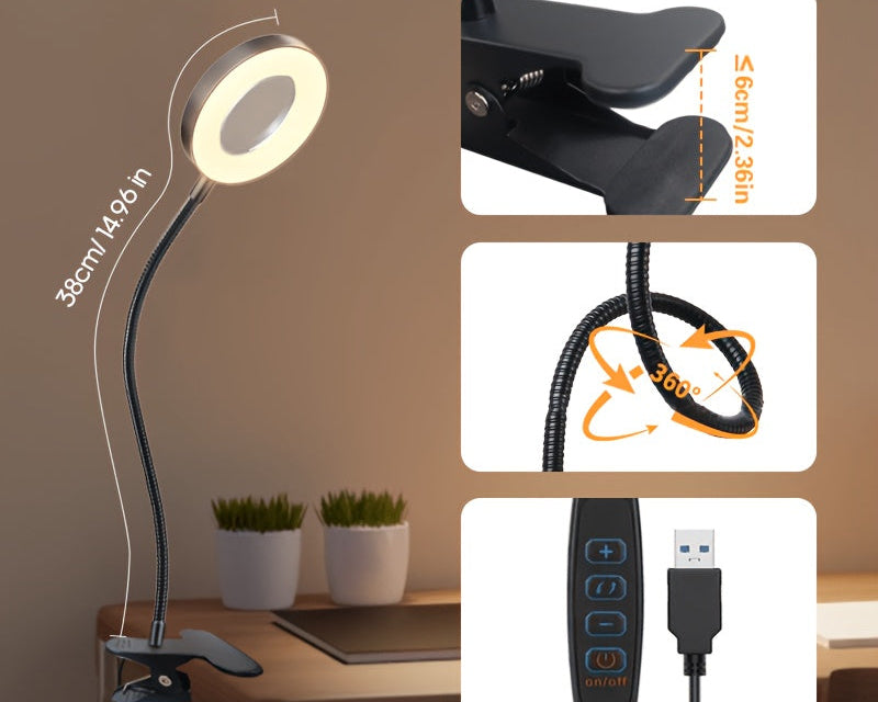 Lampe de bureau loupe à pince tactile - Col de cygne 360° — photo 4