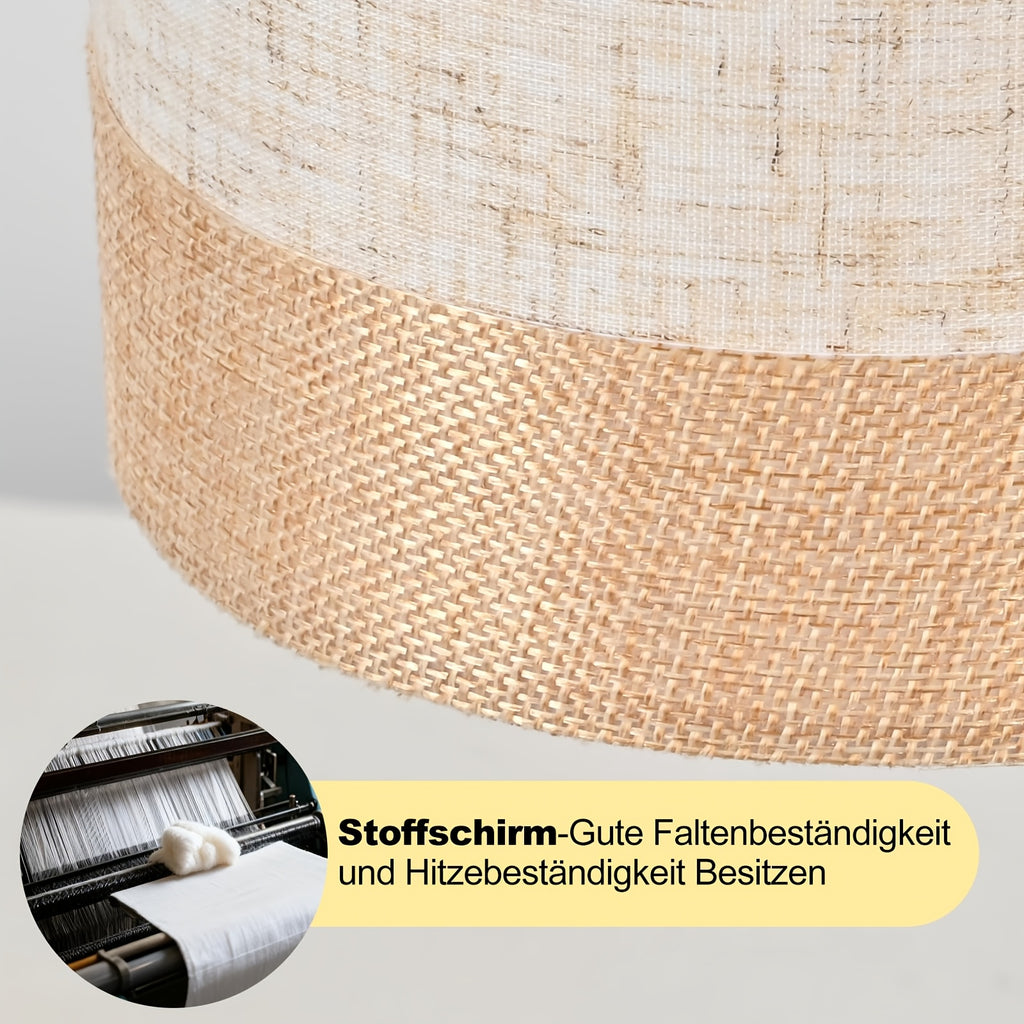 Lampe de bureau à chapeau ovale en textile écru, culot E14