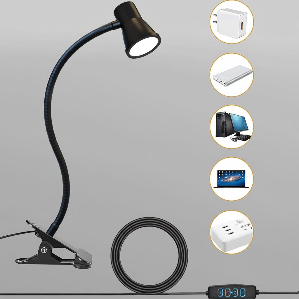 Lampe de bureau à pince flexible - Éclairage orientable 360° — photo 1