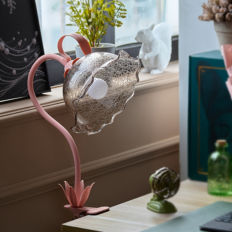 Lampe de bureau à pince florale - Design rose orientable — photo 1