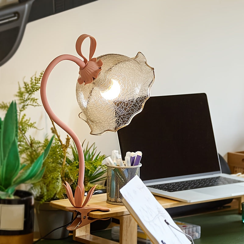 Lampe de bureau à pince florale - Design rose orientable — photo 2