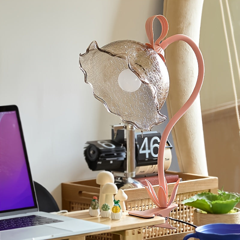 Lampe de bureau à pince florale - Design rose orientable — photo 4