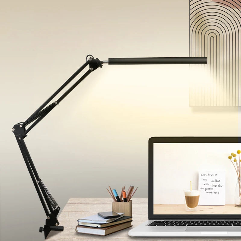 Lampe de bureau à pince LED - Bras long et intensité réglable — photo 1