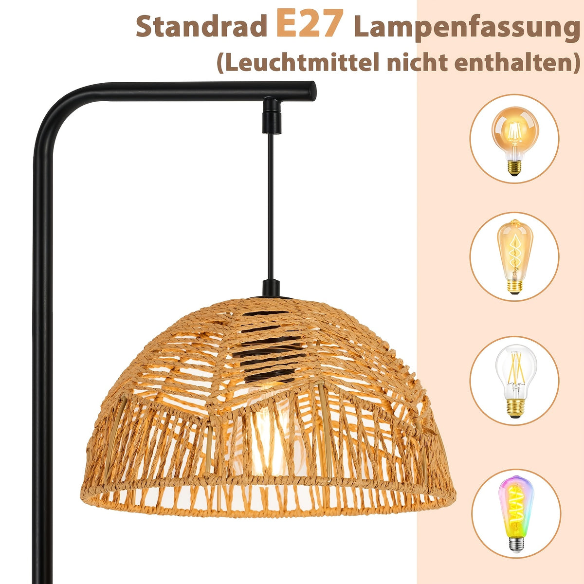 Lampe de bureau à potence noire de 164 cm, coupe tressée