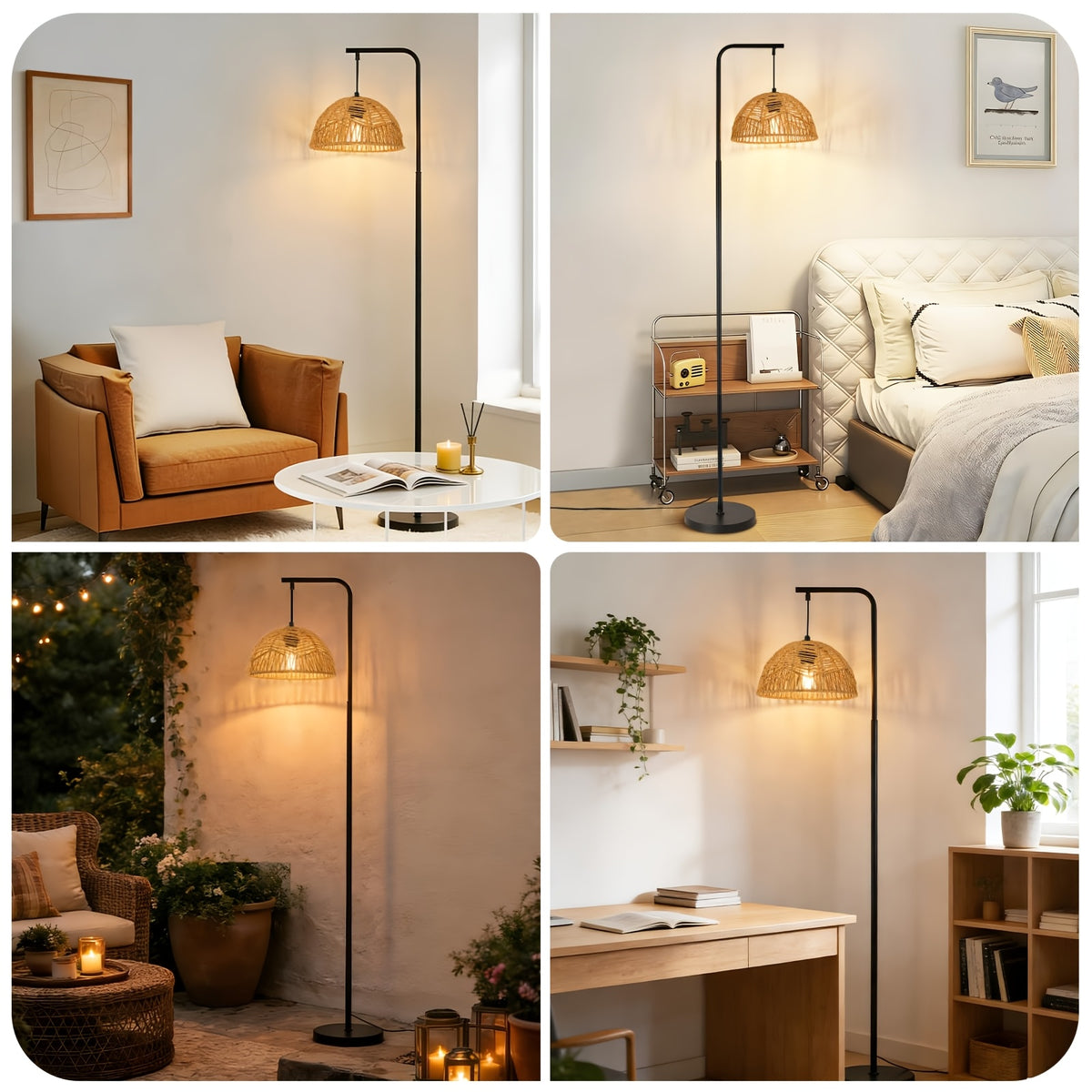 Lampe de bureau à potence noire de 164 cm, coupe tressée