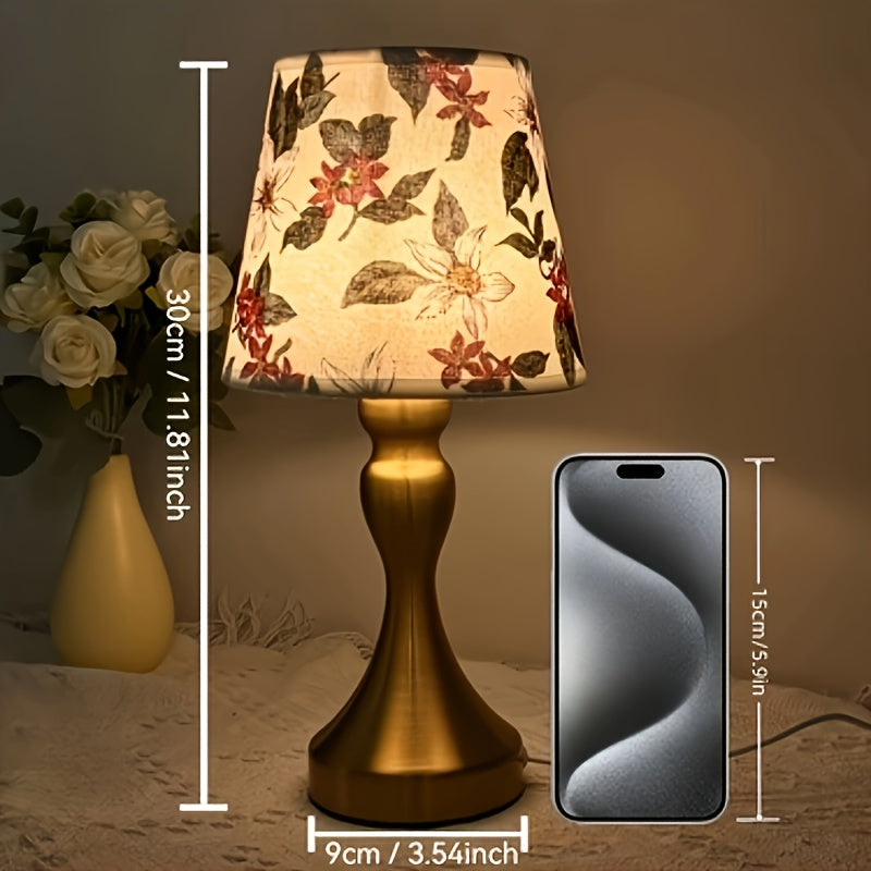 Lampe de bureau rétro à abat-jour floral – Lumière 3 teintes — photo 3