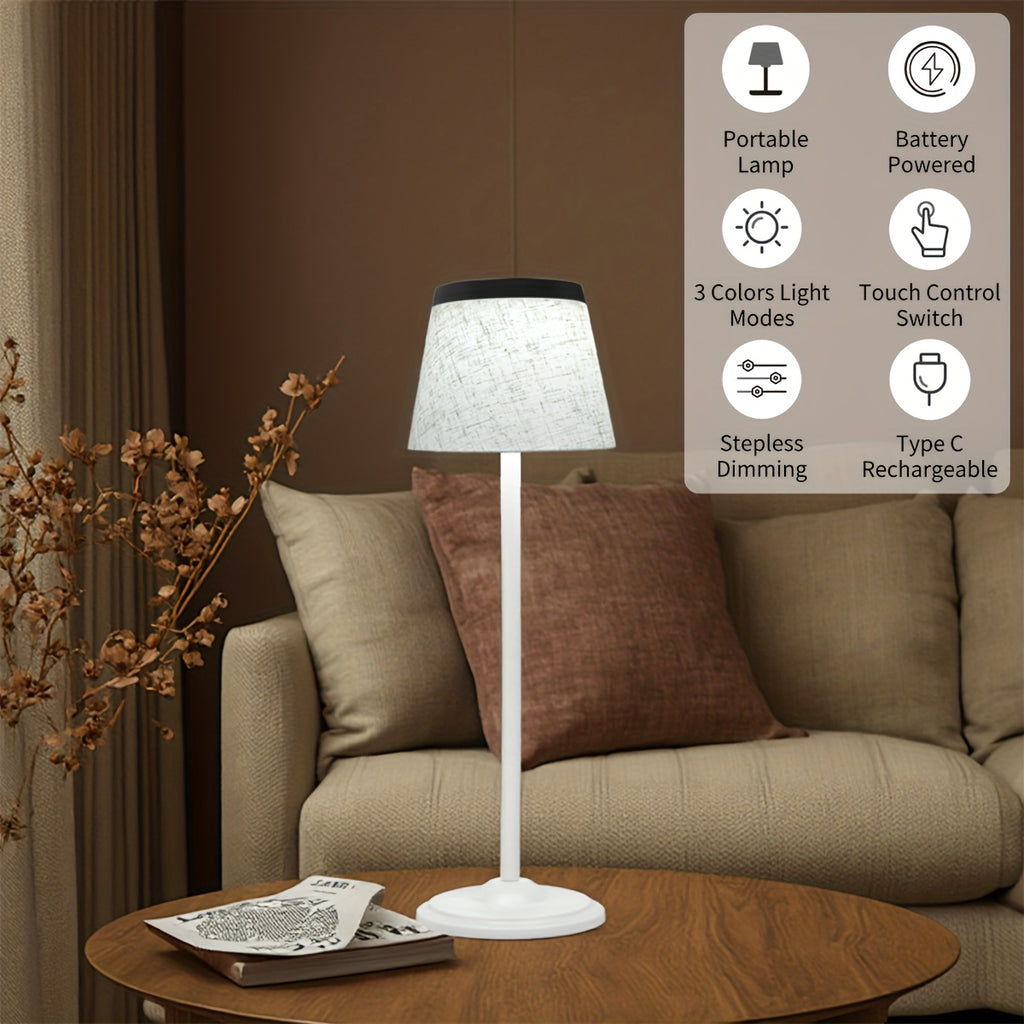 Lampe de bureau nomade à coiffe de lin, quatre finitions