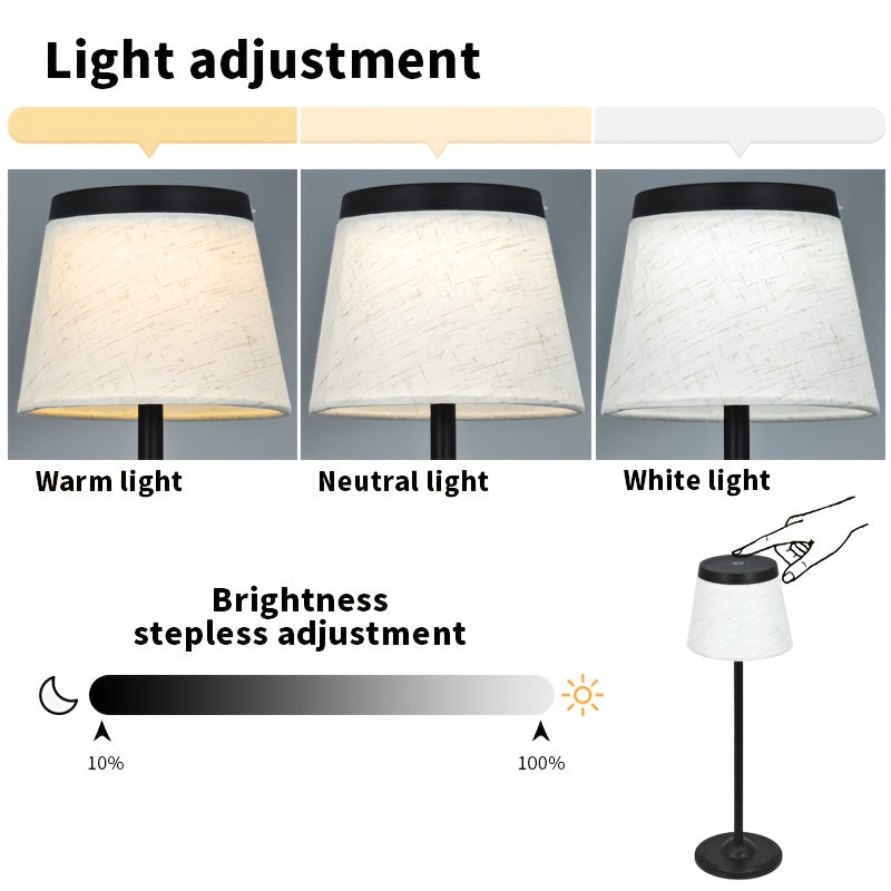 Lampe de bureau nomade à coiffe de lin, quatre finitions