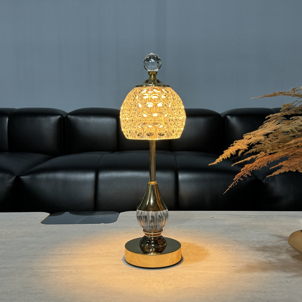 Lampe de bureau sans fil dorée - Cristal tactile élégant — photo 1