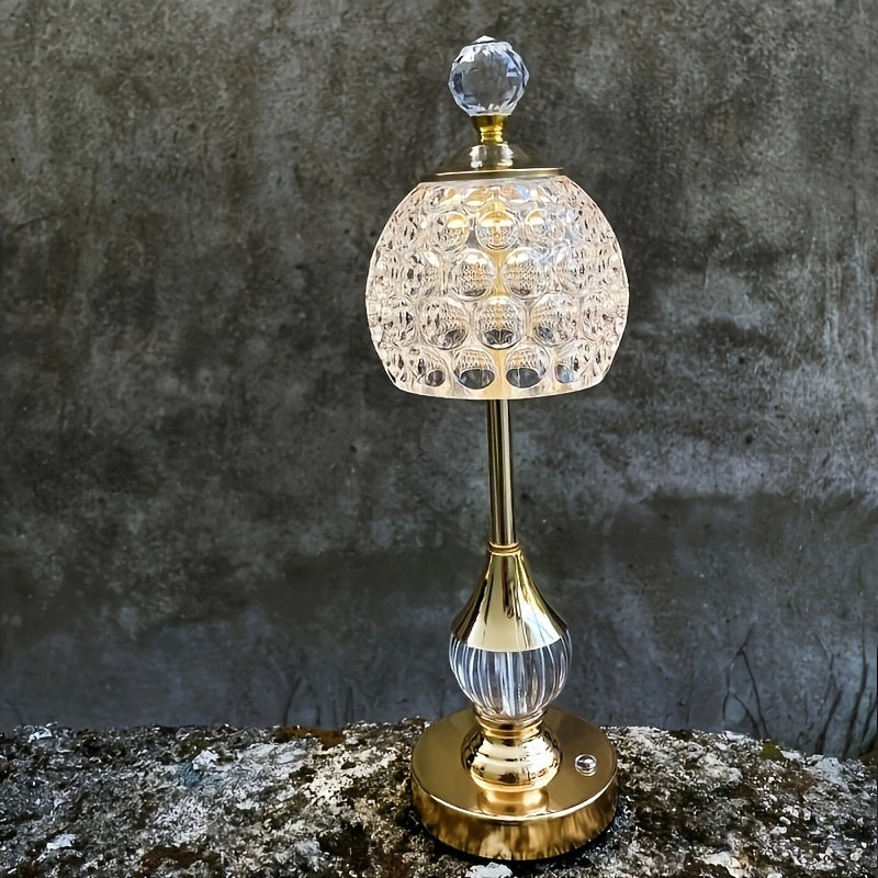Lampe de bureau sans fil dorée - Cristal tactile élégant — photo 3