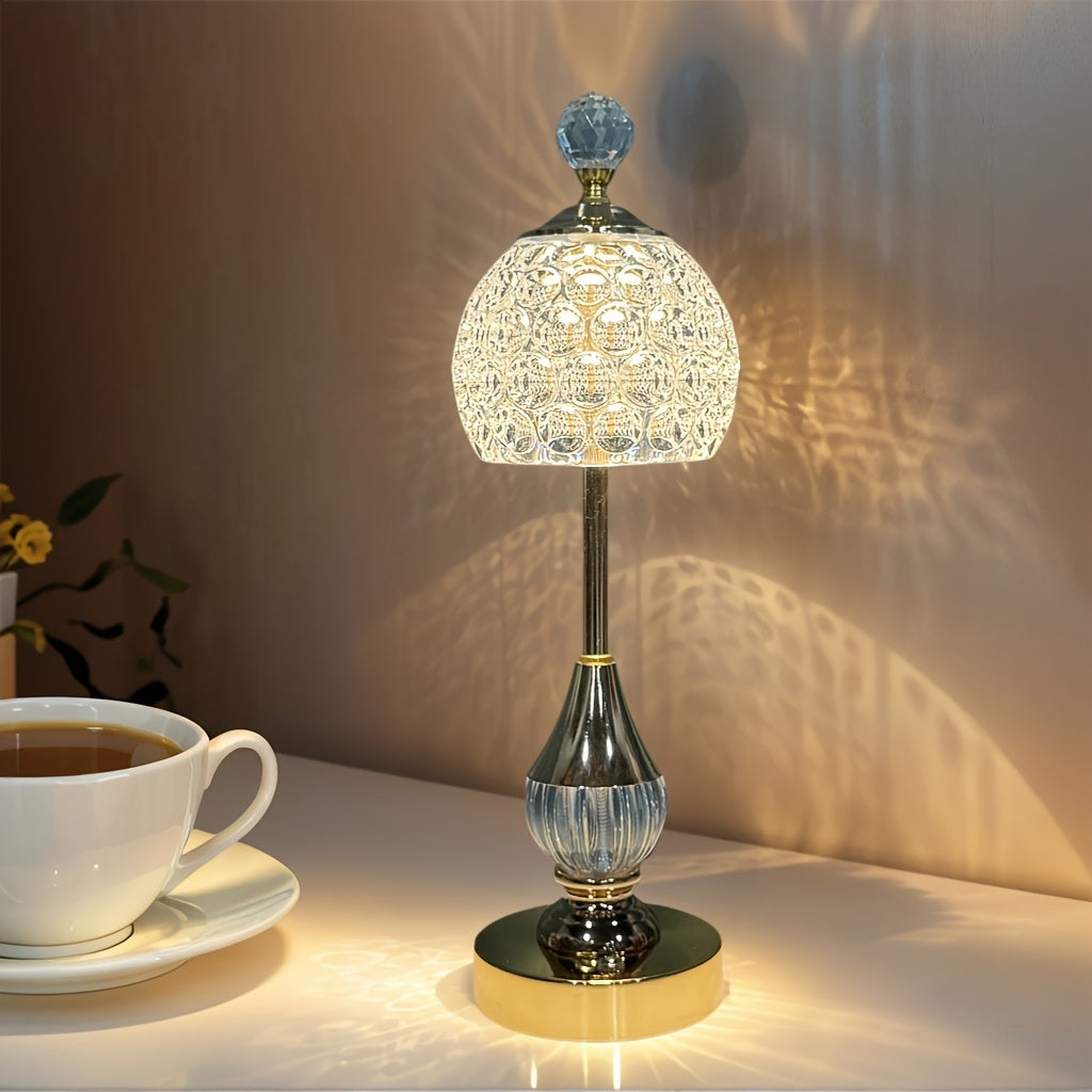 Lampe de bureau sans fil dorée - Abat-jour effet cristal — photo 1