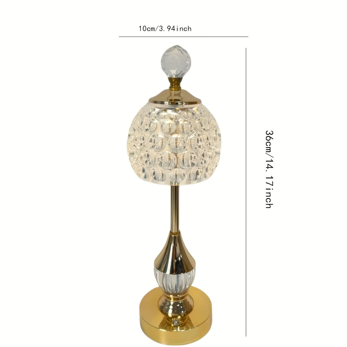 Lampe de bureau sans fil dorée - Abat-jour effet cristal — photo 2