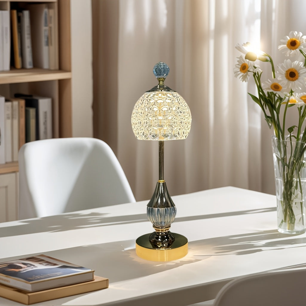 Lampe de bureau sans fil dorée - Abat-jour effet cristal — photo 3 Image