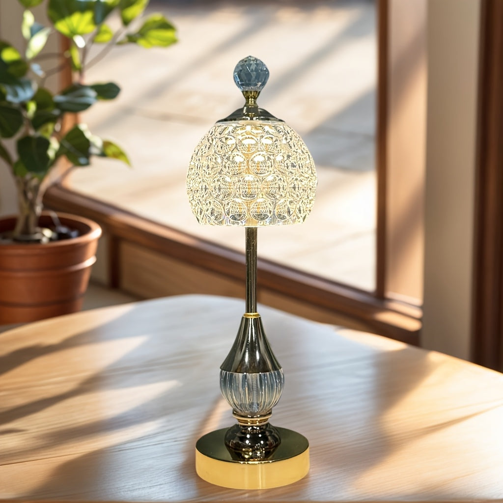 Lampe de bureau sans fil dorée - Abat-jour effet cristal — photo 5