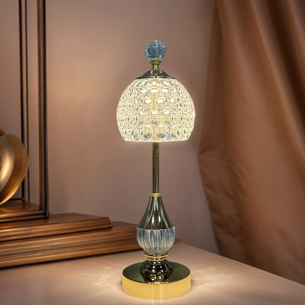 Lampe de bureau sans fil dorée - Abat-jour effet cristal — photo 6