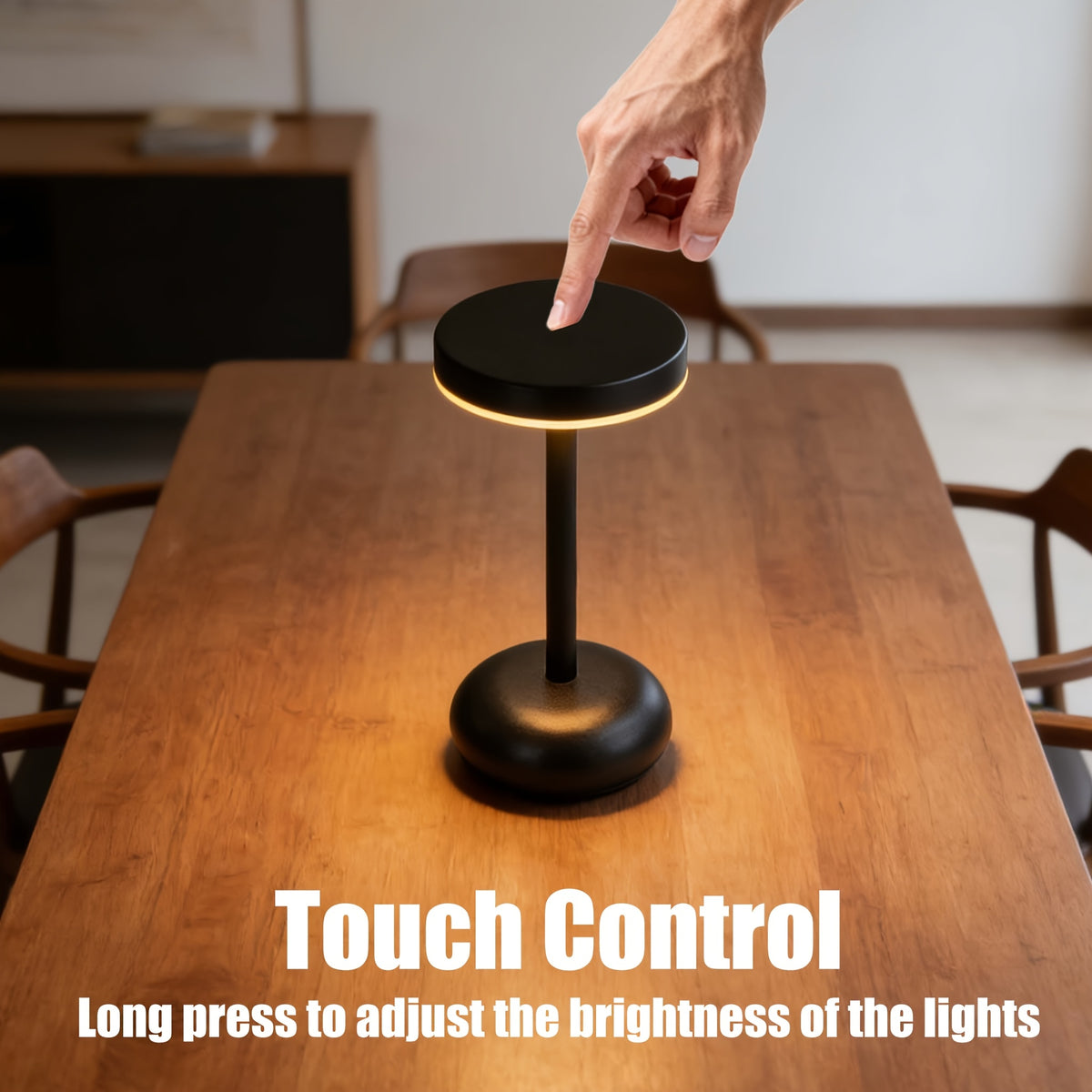 Lampe de bureau sans fil noire 20,5 cm, 3000 à 6000 kelvins