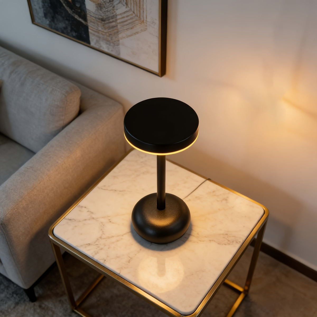 Lampe de bureau sans fil noire 20,5 cm, 3000 à 6000 kelvins