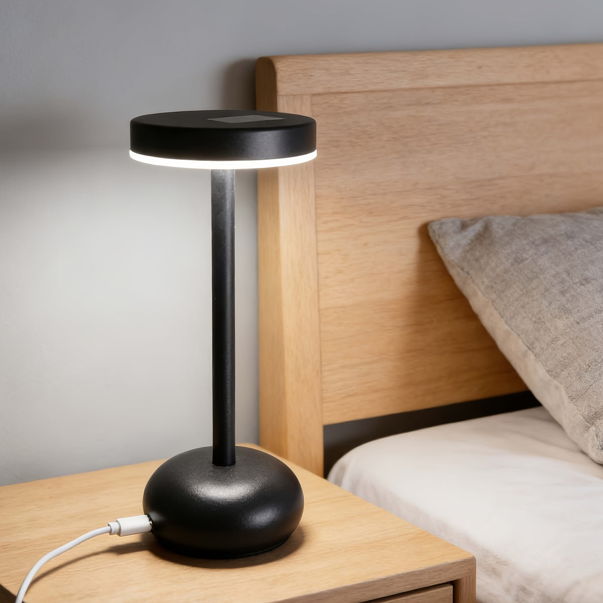 Lampe de bureau sans fil noire 20,5 cm, 3000 à 6000 kelvins
