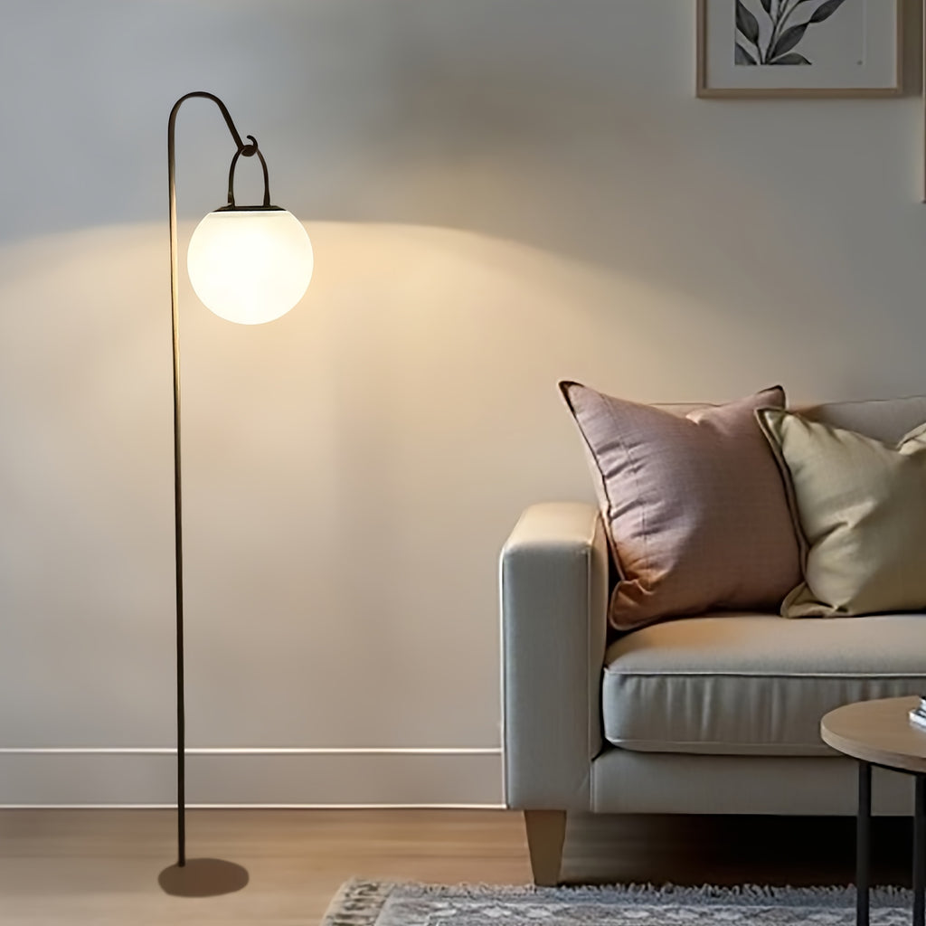 Lampe de bureau solaire à globe opale sur crosse en fer