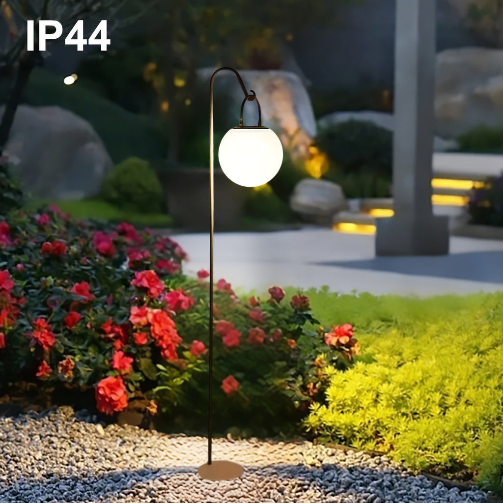 Lampe de bureau solaire à globe opale sur crosse en fer