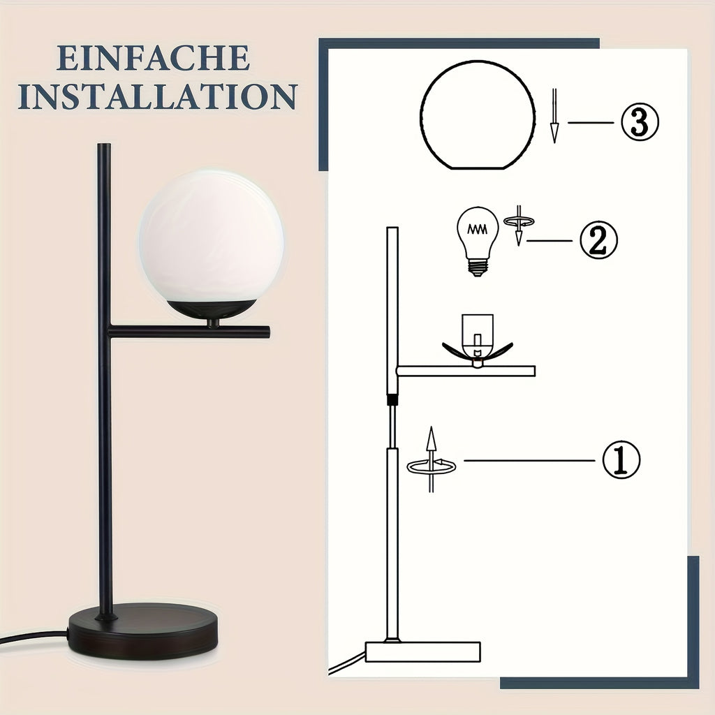 Lampe de bureau à globe déporté sur équerre de 50 cm, E27