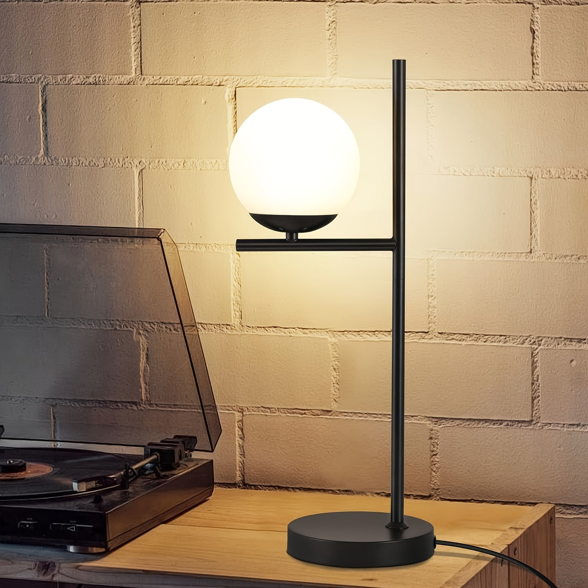 Lampe de bureau à globe déporté sur équerre de 50 cm, E27