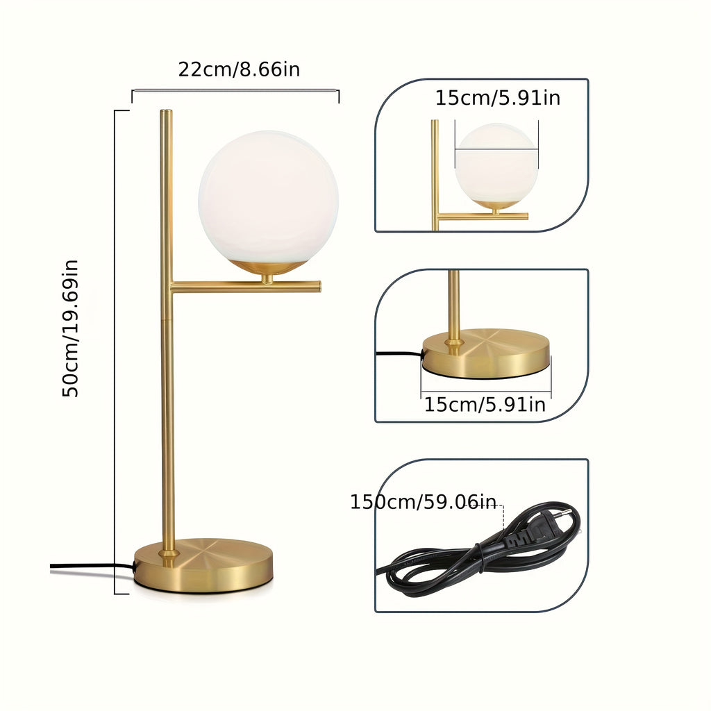 Lampe de bureau à globe déporté sur équerre de 50 cm, E27