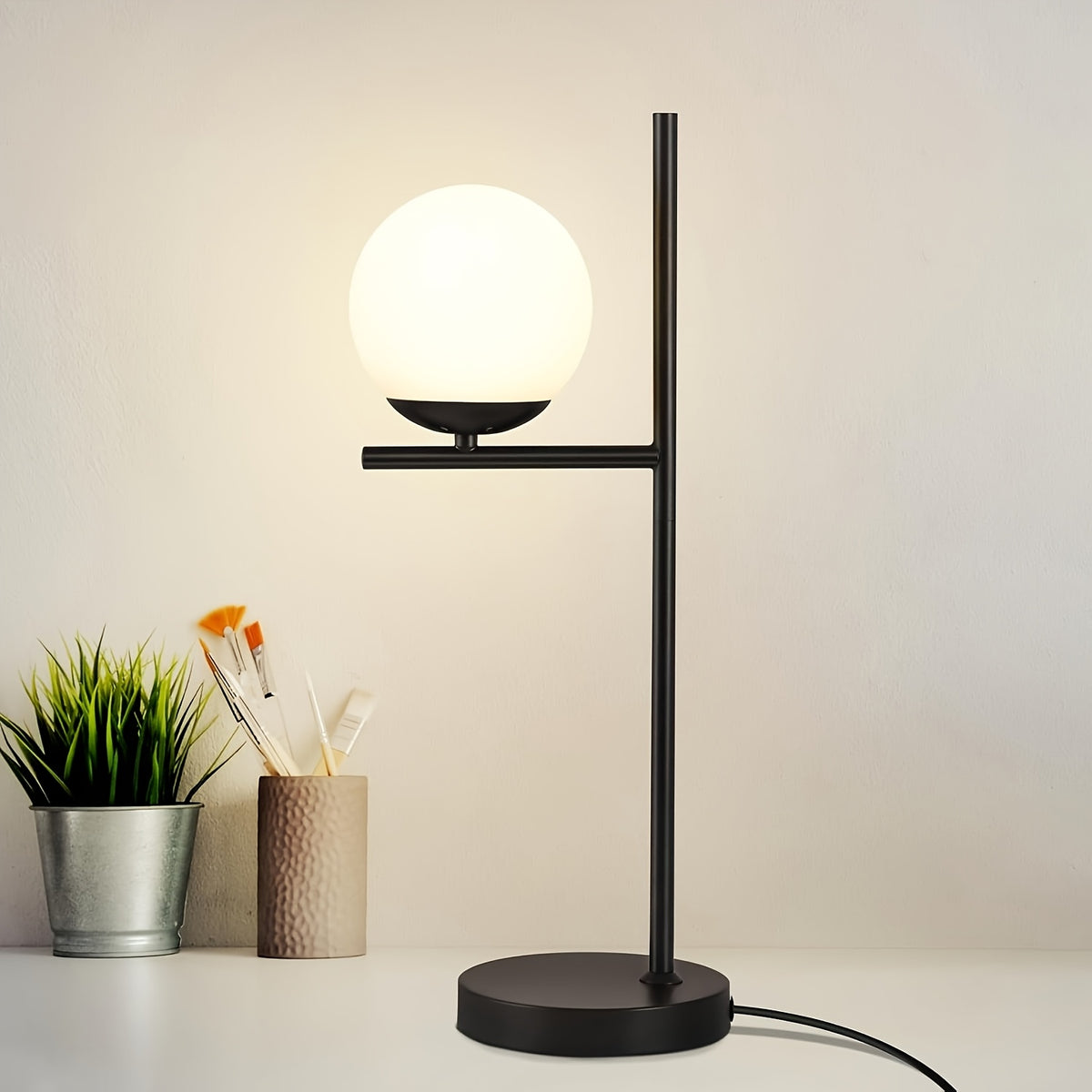 Lampe de bureau à globe déporté sur équerre de 50 cm, E27