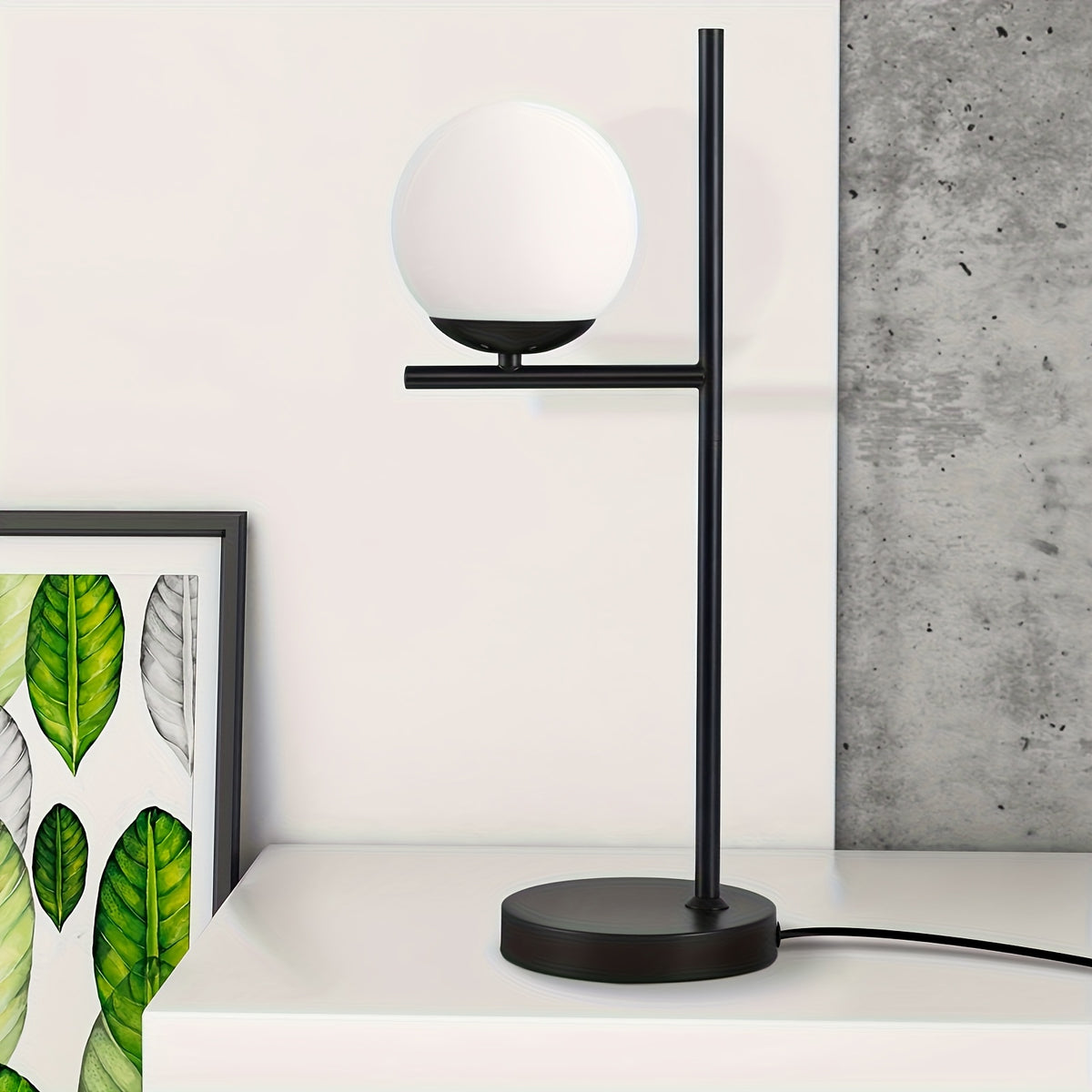 Lampe de bureau à globe déporté sur équerre de 50 cm, E27