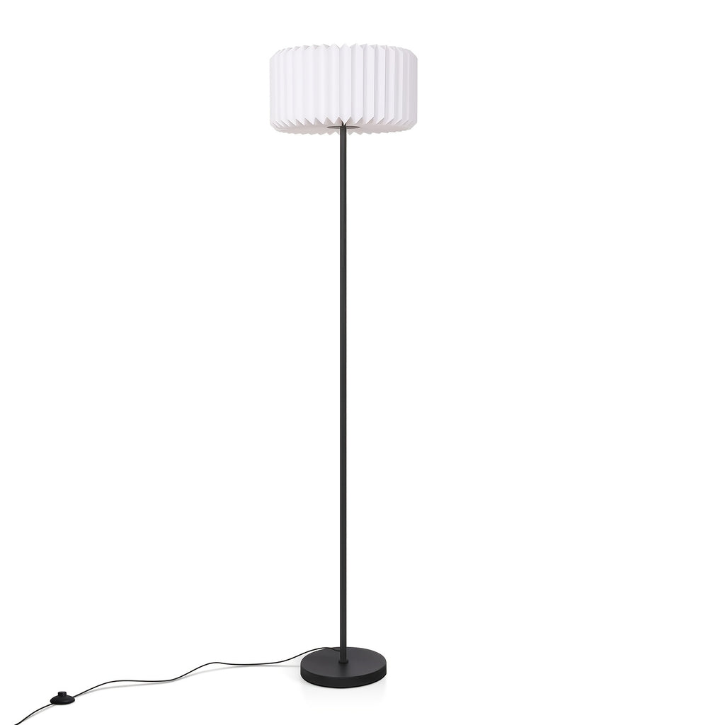Lampe de bureau à abat-jour de papier plissé, 152 cm noire