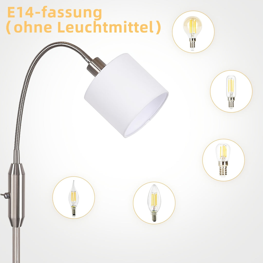 Lampe de bureau liseuse noire ou nickel, 163 cm de haut