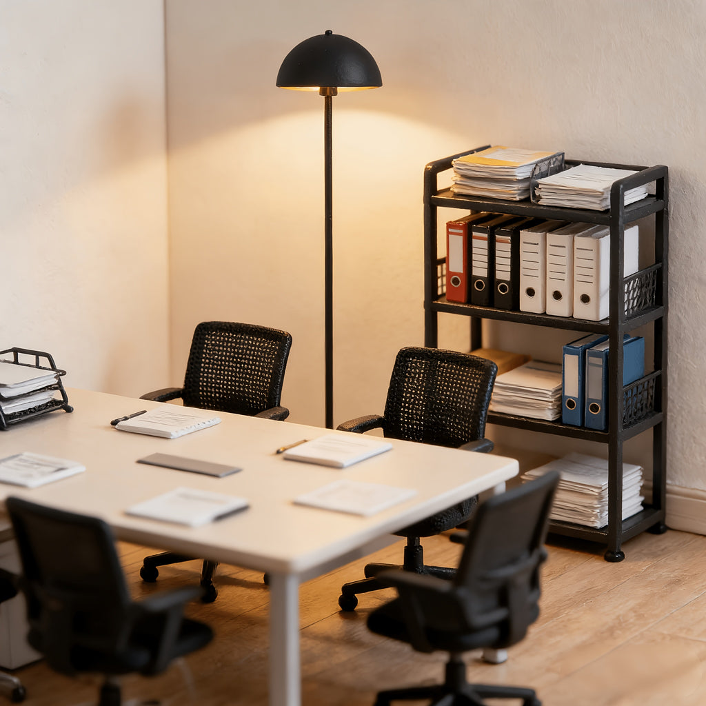 Lampe de bureau sur pied à dôme métal doré à l'intérieur