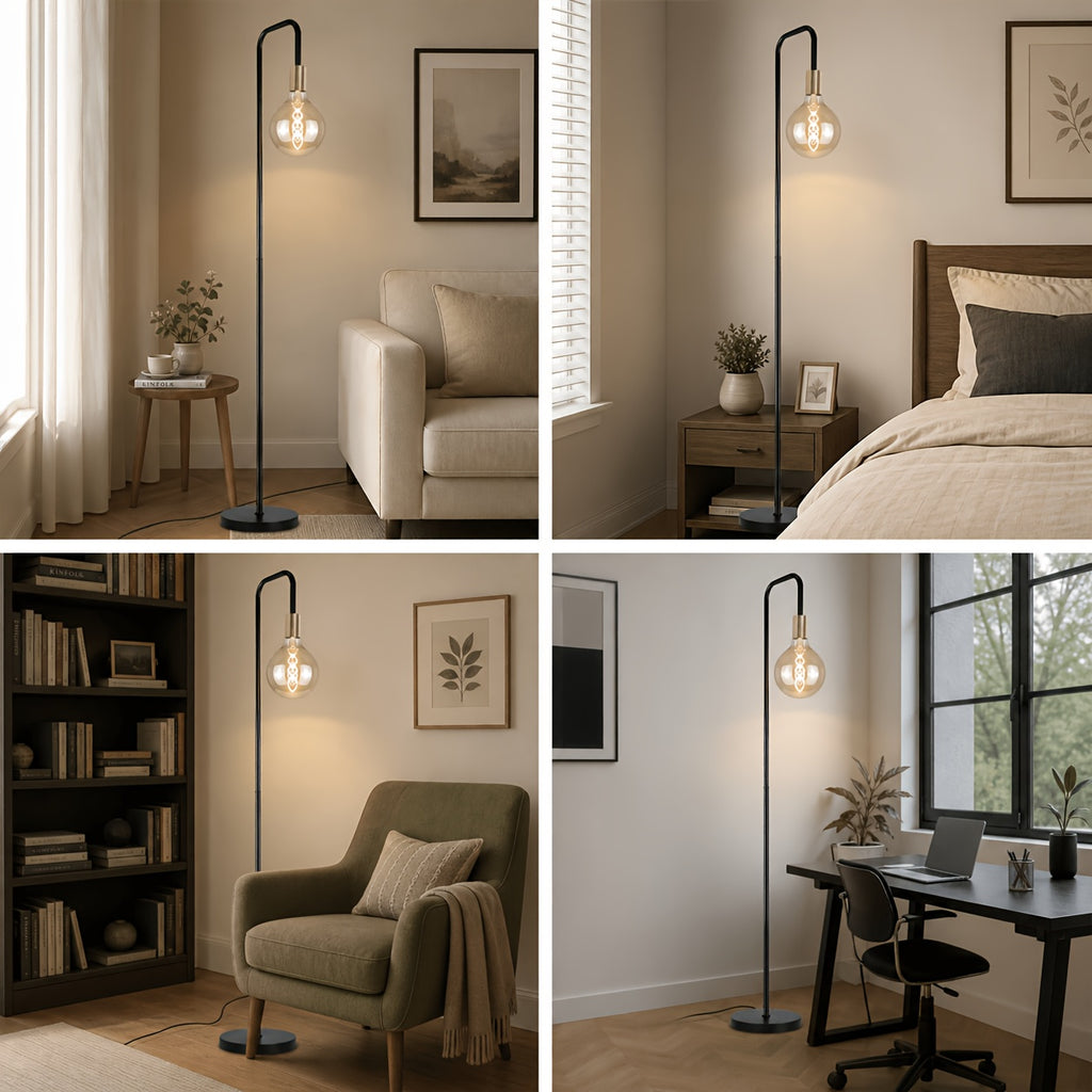 Lampe de bureau sur pied à douille E27 apparente, 157 cm