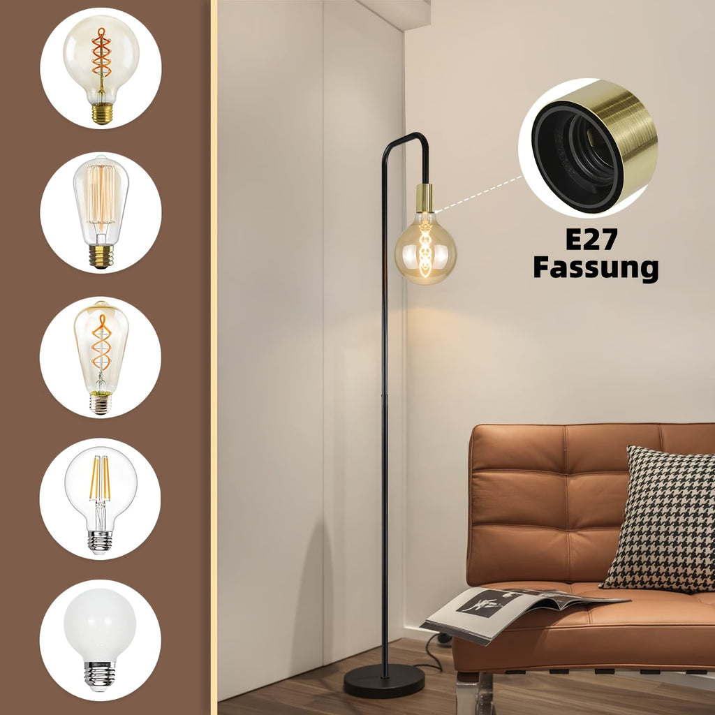 Lampe de bureau sur pied à douille E27 apparente, 157 cm