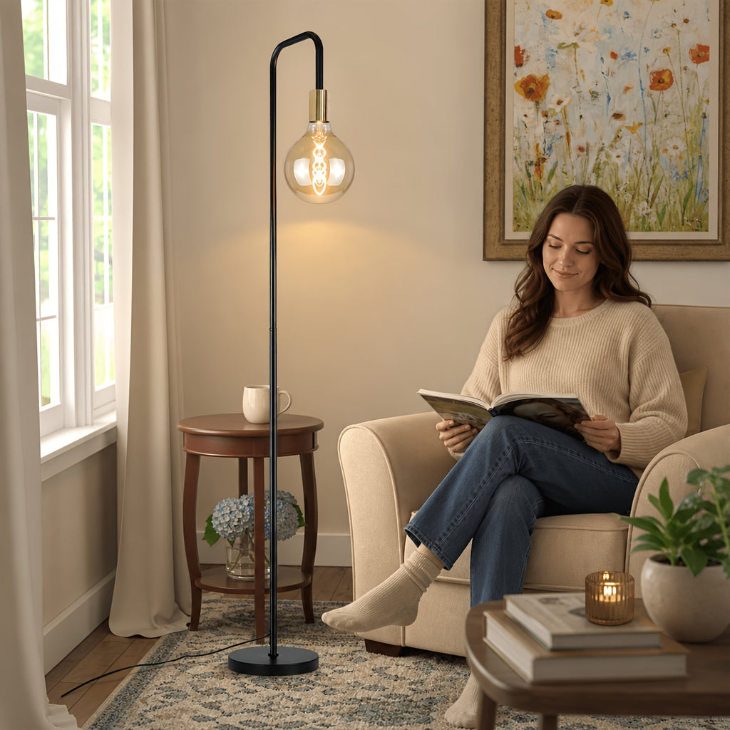 Lampe de bureau sur pied à douille E27 apparente, 157 cm
