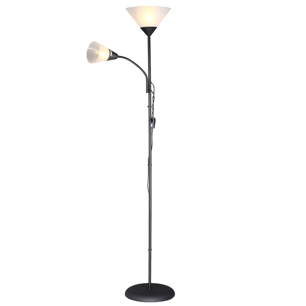 Lampe de bureau sur pied 175 cm, vasque et liseuse noire