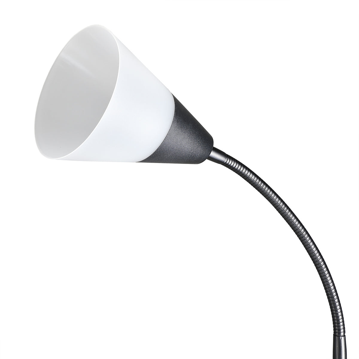 Lampe de bureau sur pied 175 cm, vasque et liseuse noire