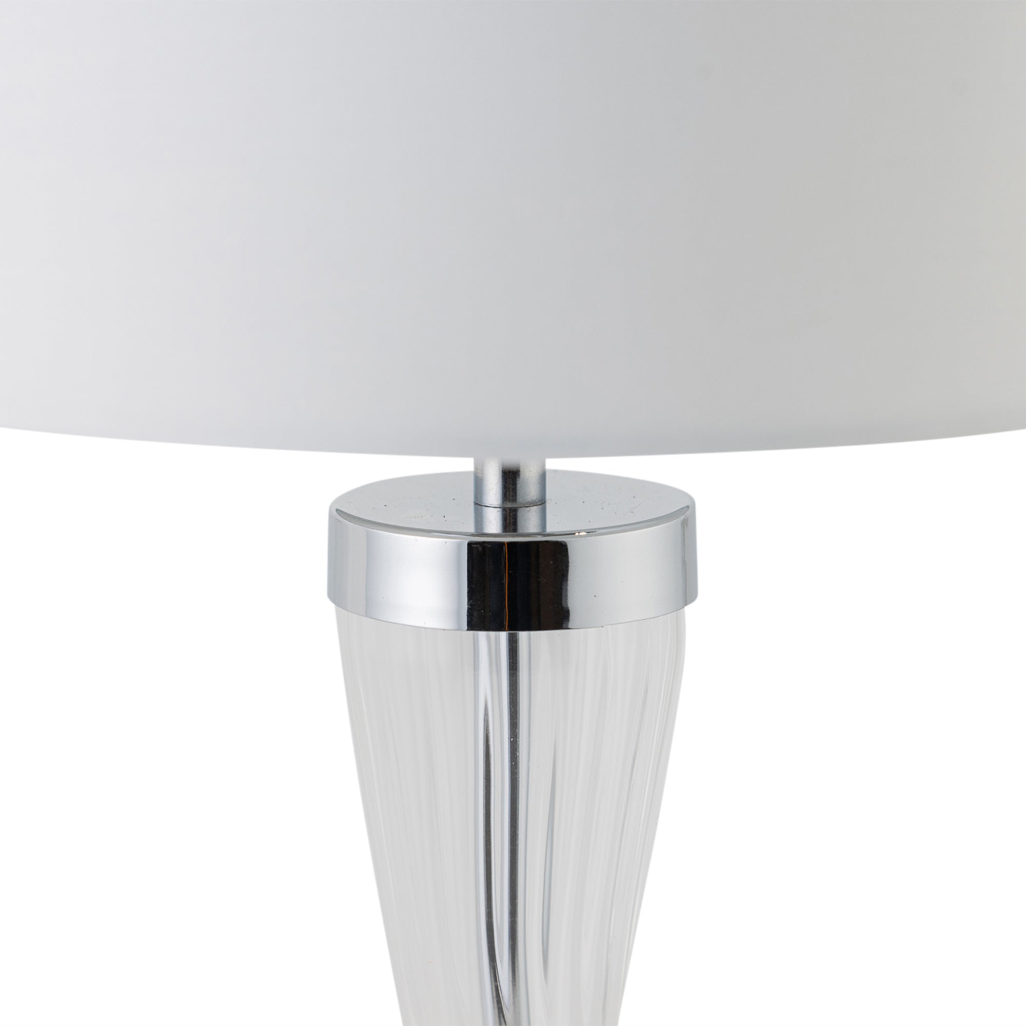 Lampe de bureau tactile chromée - Abat-jour coton blanc — photo 4 Image