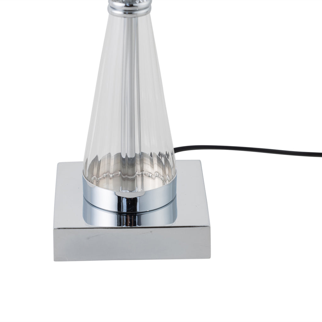 Lampe de bureau tactile chromée - Abat-jour coton blanc — photo 5