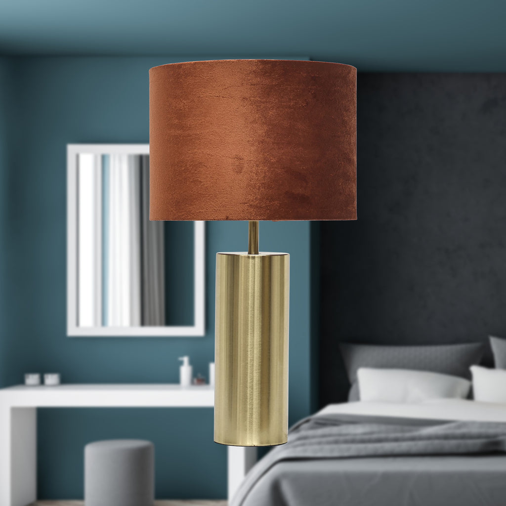 Lampe de bureau tactile dorée - Abat-jour velours élégant — photo 4