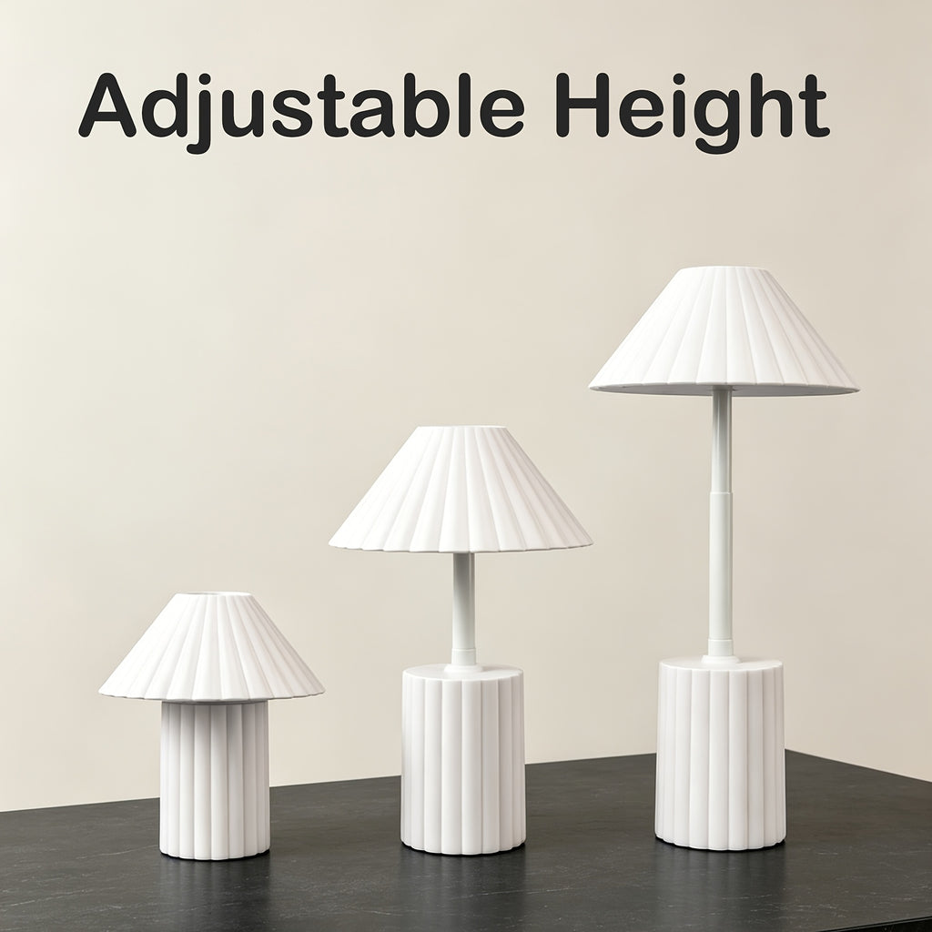 Lampe de bureau télescopique plissée blanche, de 13 à 24 cm