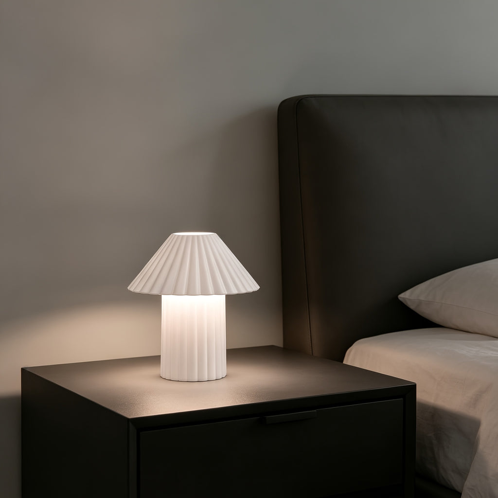 Lampe de bureau télescopique plissée blanche, de 13 à 24 cm