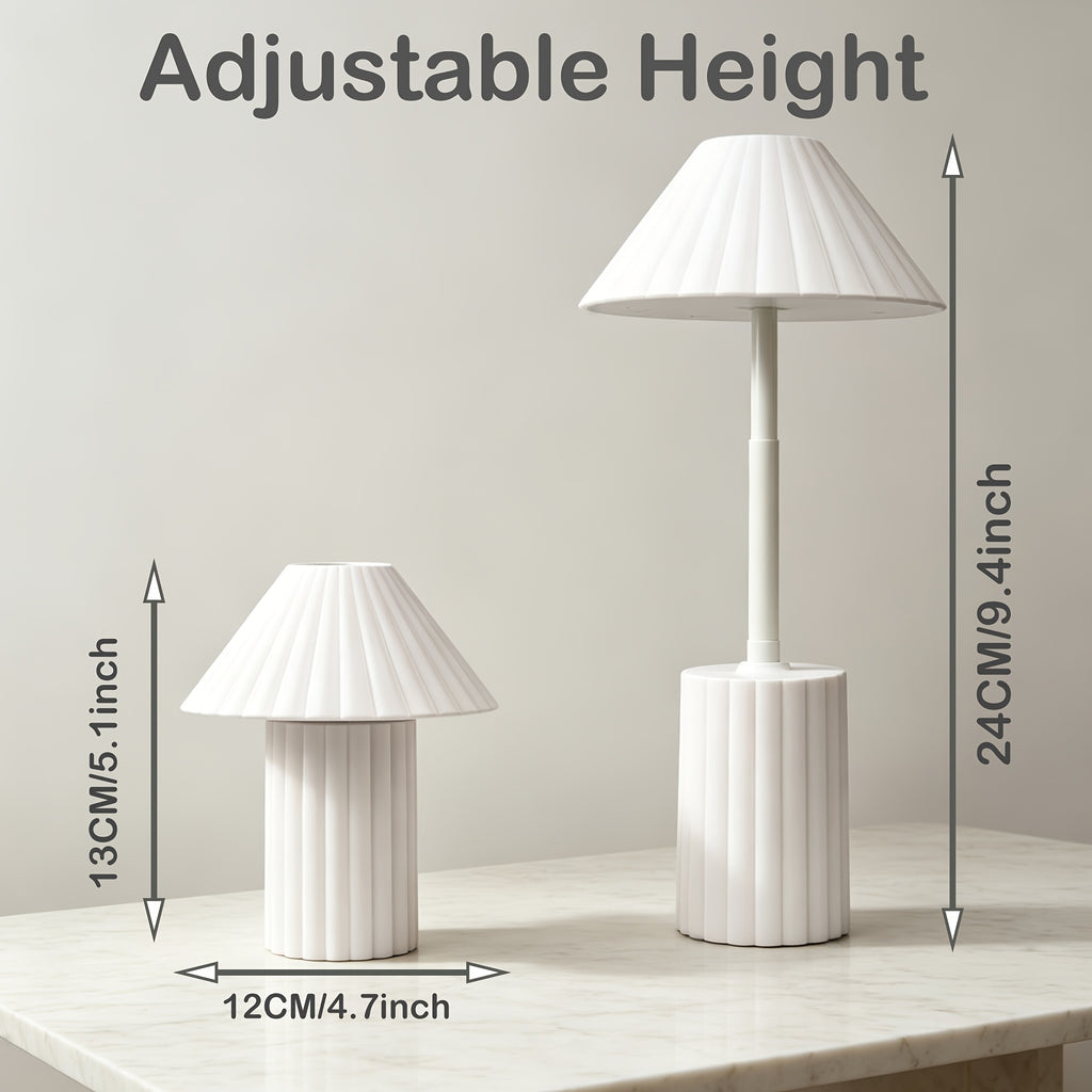 Lampe de bureau télescopique plissée blanche, de 13 à 24 cm