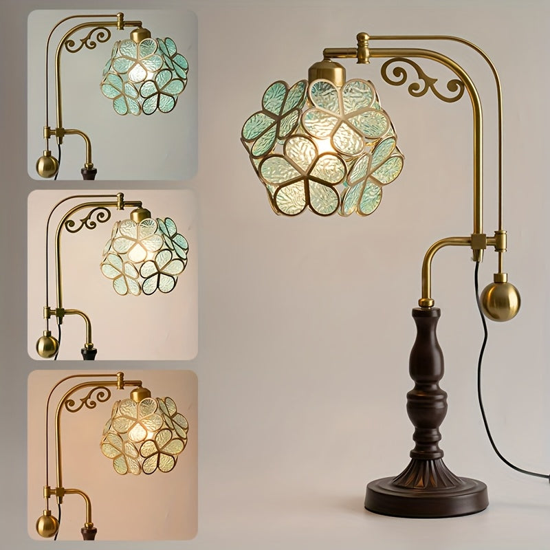 Lampe de bureau style Tiffany vintage – Vitrail floral — photo 2