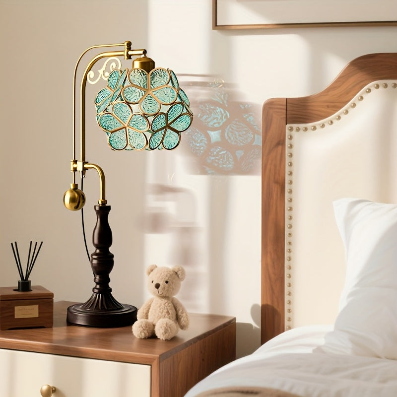Lampe de bureau style Tiffany vintage – Vitrail floral — photo 3 Image