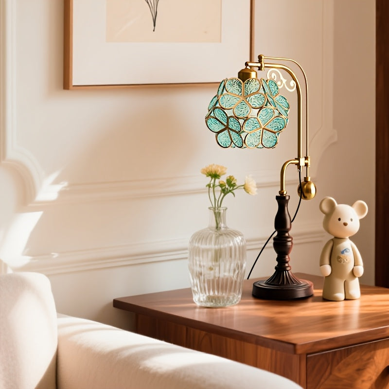 Lampe de bureau style Tiffany vintage – Vitrail floral — photo 4 Image
