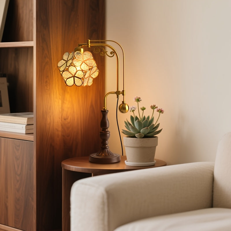 Lampe de bureau style Tiffany vintage – Vitrail floral — photo 5 Image
