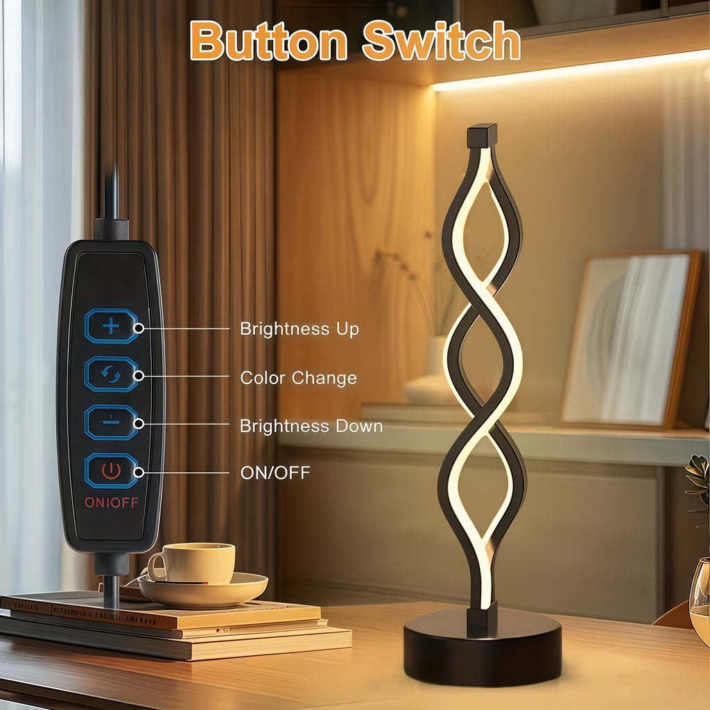 Lampe de bureau à ruban LED ondulant, 34,5 cm, sur socle