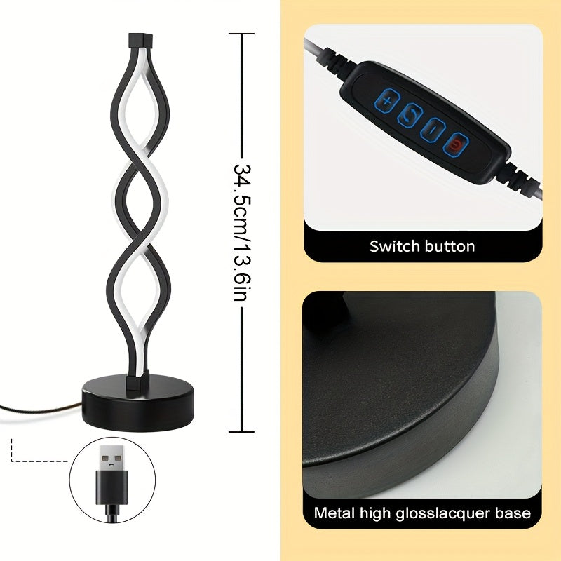Lampe de bureau à ruban LED ondulant, 34,5 cm, sur socle
